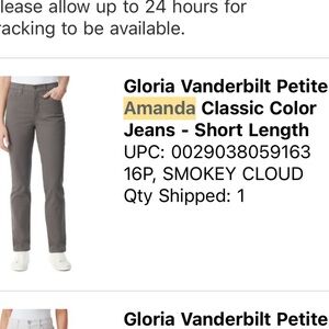 EUC Gloria Vanderbilt Amanda Straight Jeans, 16P Short, Smokey Gray/Brown